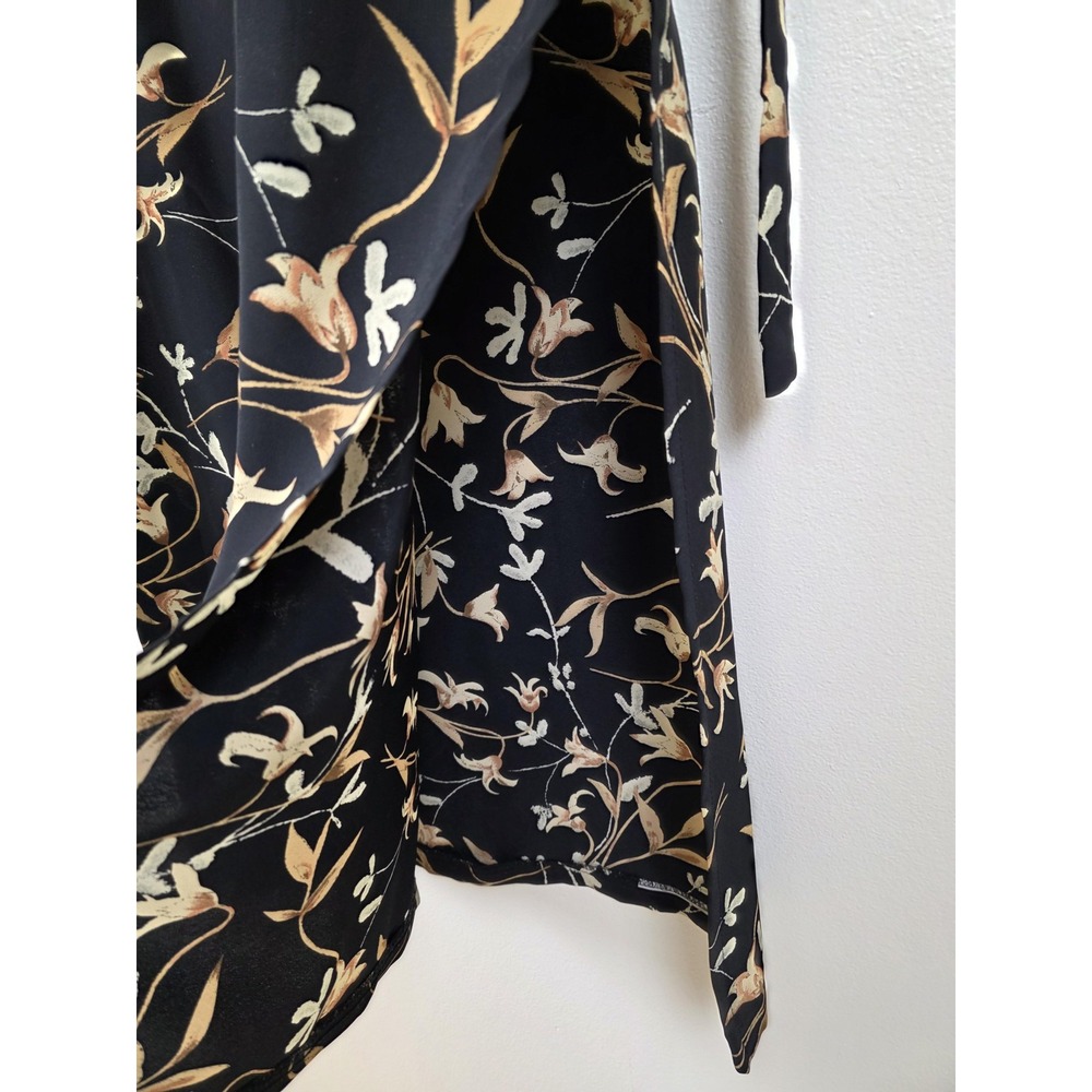 Maren Dress Womens Medium Black Floral Shift Midi‎ Sleeveless Slit Sides Y2K - Picture 6 of 11